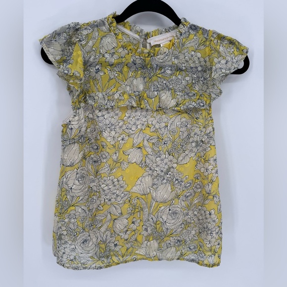 Monteau Los Angeles Chiffon Sleeveless Floral Multi-color Yellow/Black Top - Picture 1 of 13